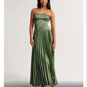 Abercrombie Giselle strapless drop waist satin maxi dress